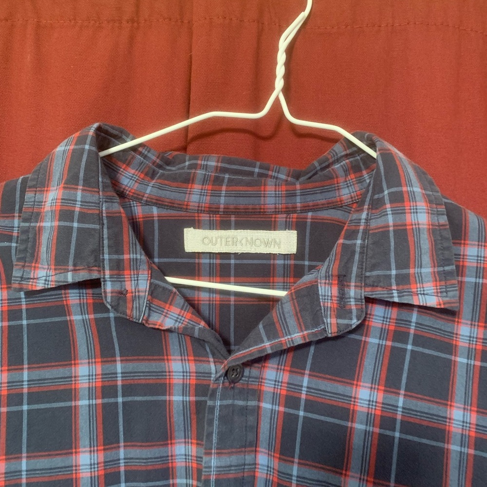 Men's Blue and Red Plaid Shirt - Picture 2 of 2